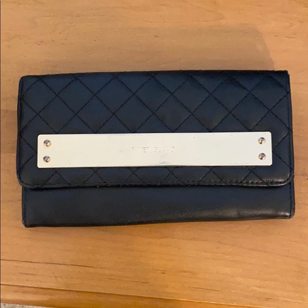 River island black leather wallet clutch